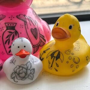 Tattooed Rubber Ducky - 3" small-medium yellow ducks